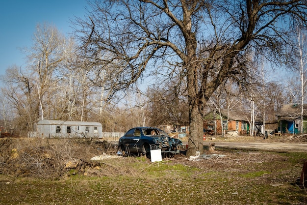 Regione di Dovhalivka Kharkiv Ucraina 03232023 La base dell'esercito russo Luogo di detenzione e tortura dei prigionieri ucraini Russia Guerra d'Ucraina