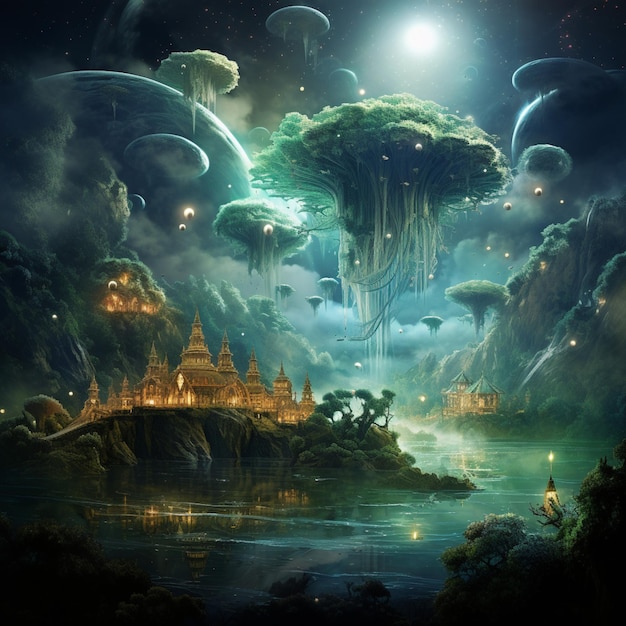 Regno dell'incanto Paesaggi fantastici epici e mondi magici in stupendi dipinti digitali