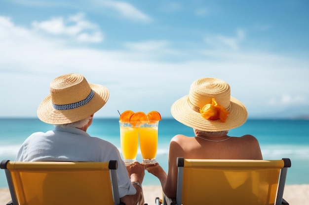 Relaxed Senior Couple Orange Drink Generative A