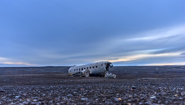 Relitto di un aereo in islanda a lunga esposizione