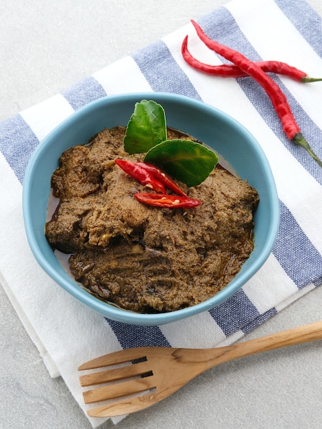 Rendang Rendang Daging Sapi Stufato di manzo cibo tradizionale di Padang Indonesia