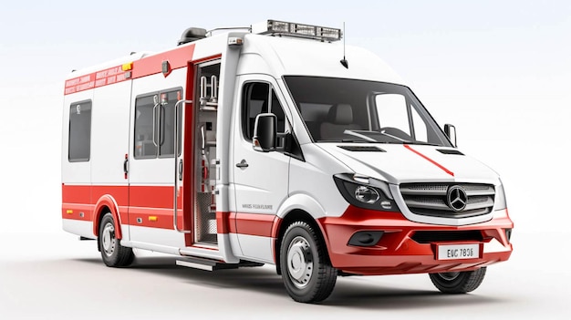 Render 3D Ambulanza isolata su sfondo bianco