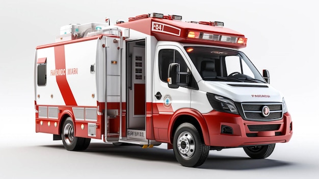 Render 3D Ambulanza isolata su sfondo bianco