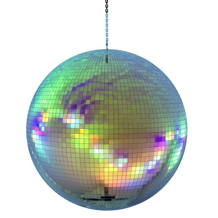 Photo render 3d bola disko mengkilap atau bola cermin