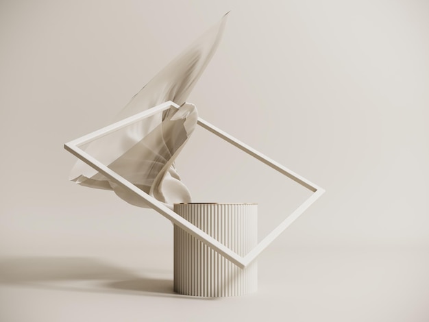 Render 3D del podio Beige minimalista stand Stylish estetico banner leggero