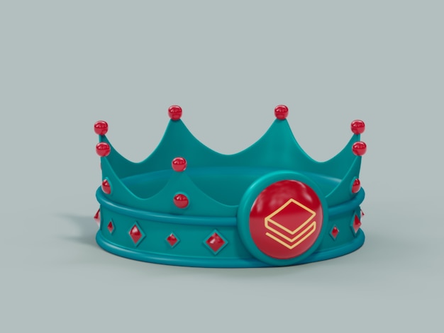 Render 3D dell'illustrazione della criptovaluta del vincitore del vincitore del re della corona di Tether