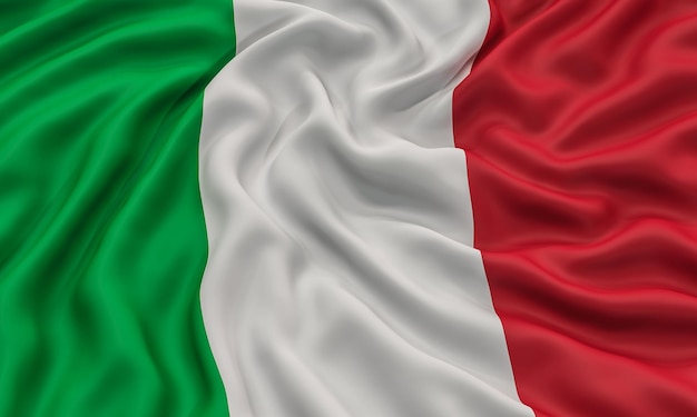 Render 3D della bandiera italiana mossa dal vento