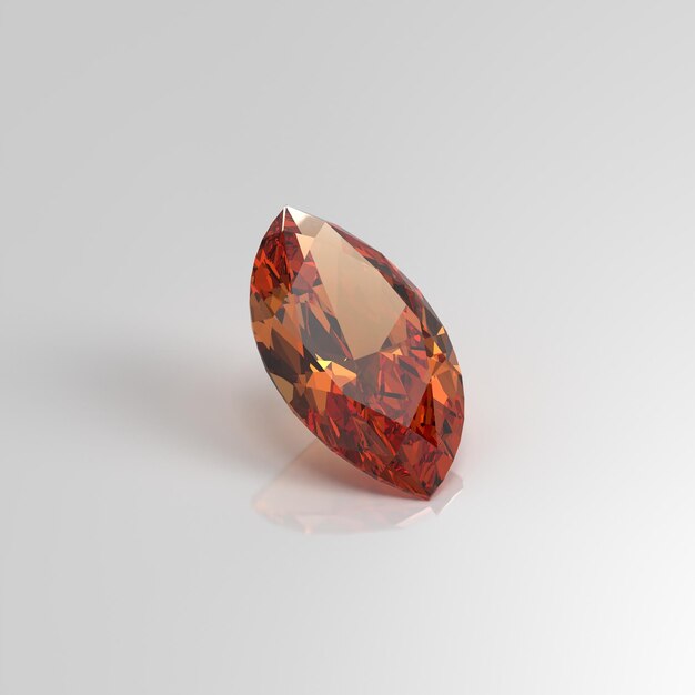 Render 3D della marquise della pietra preziosa citrina