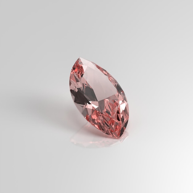 Render 3D della marquise della pietra preziosa del quarzo rosa