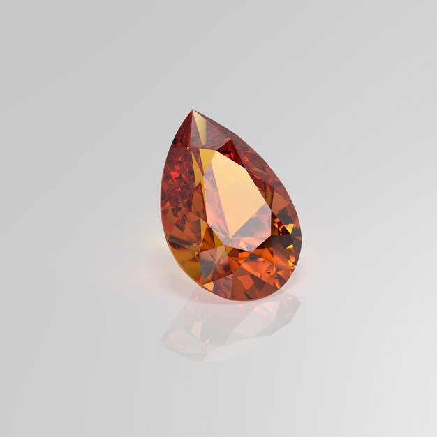 Render 3D della pera della pietra preziosa di Hessonite