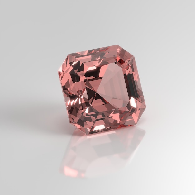 Render 3D della pietra preziosa del quarzo rosa