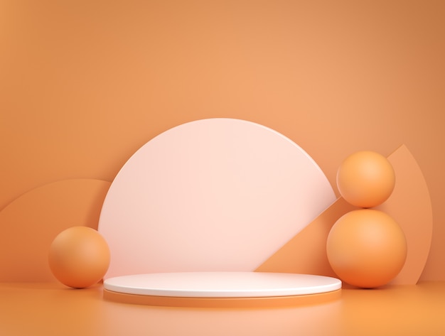 Render 3d di concetto geometrico astratto minimo della fase arancione