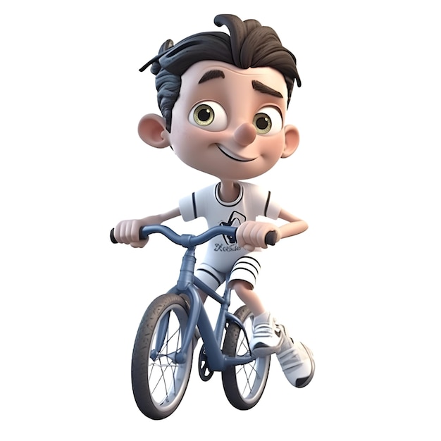 Render 3D di un cartoon carino con una bicicletta bmx