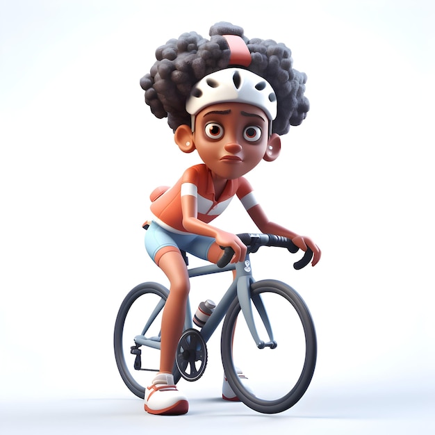 Render 3D di un ciclista afroamericano con un casco