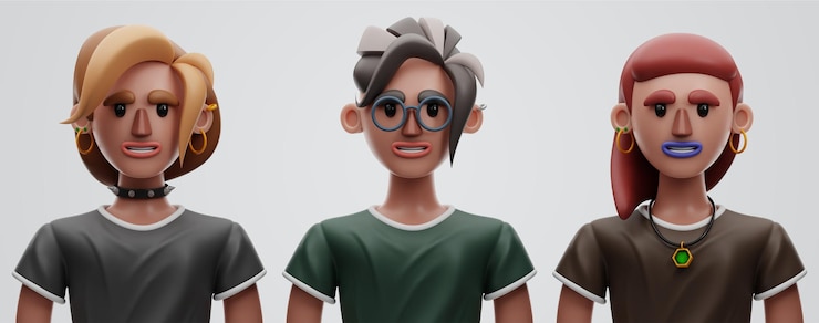 Photo render 3d karakter wanita pada latar belakang terisolasi