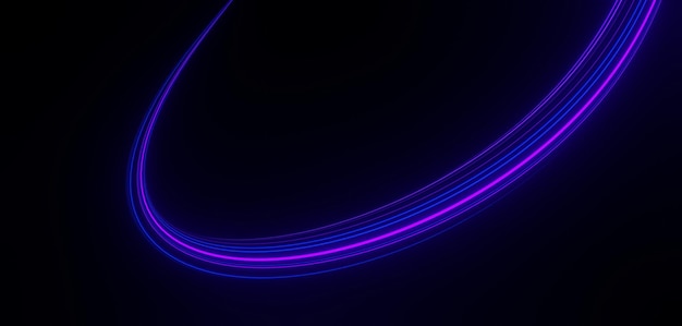 render 3D lampu neon dan cahaya menyala pada adegan gelap Garis bergerak cahaya cepat