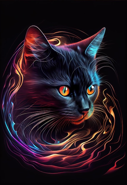 Render AI della stampa magica del gatto elettrico