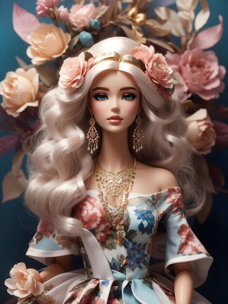 RENDER Barbie eterea, elegante e floreale