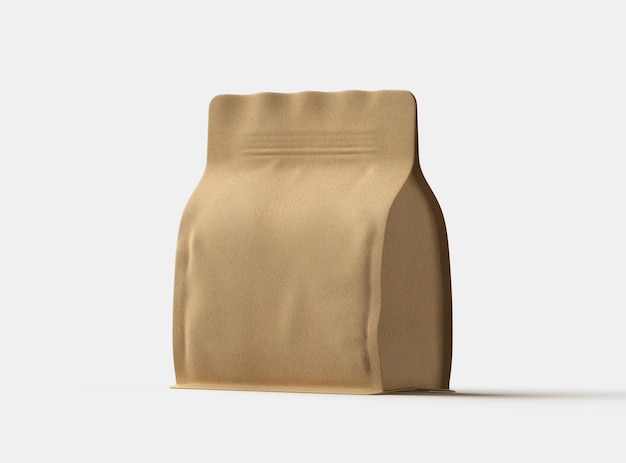 Render di un imballaggio quadrato di carta doypack con una cerniera su uno sfondo chiaro