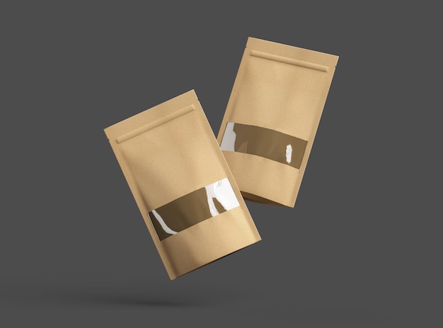 Render di un lungo pacchetto di carta con il buco della finestra su uno sfondo scuro