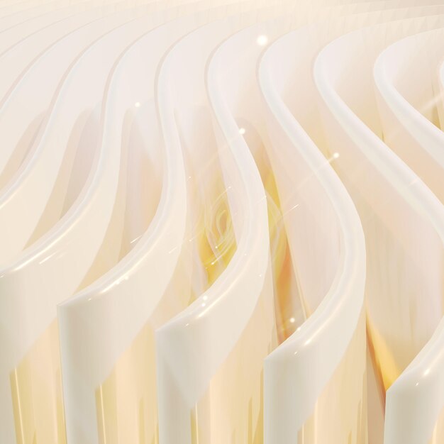 Render tridimensionale di delicata carta da parati beige ondulata 3D astratto linee beige chiaro modello nudo