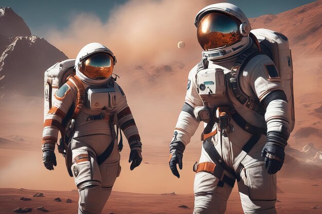 rendering 3 d di astronauta e marterendering 3 d di astronauta e martemars e astronauta