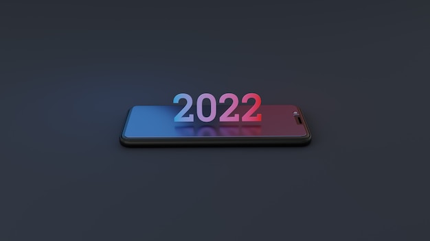 Rendering 3D 2022 grande numero sullo smartphone