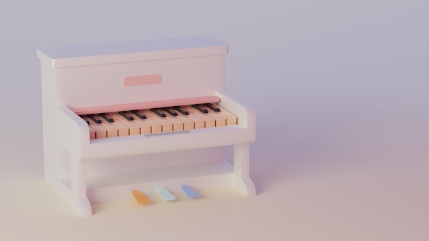 Rendering 3D a colori tenui in stile miniatura per pianoforte classico