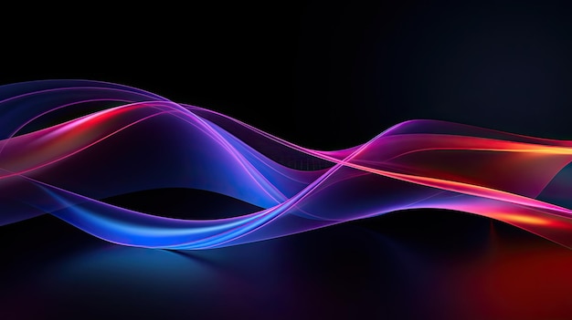 Rendering 3d abstract con linee curve al neon