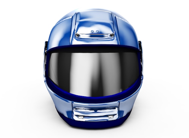 Rendering 3d ad alta risoluzione casco moto blu.