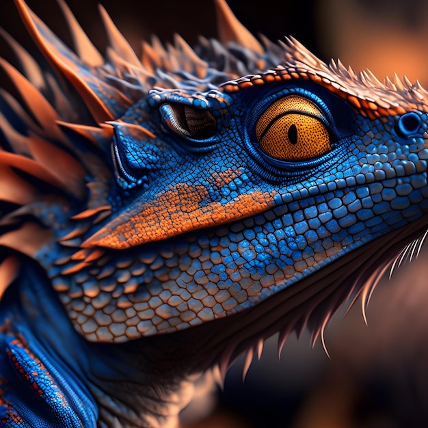 Rendering 3d Agama Lizard Animal AI Generative