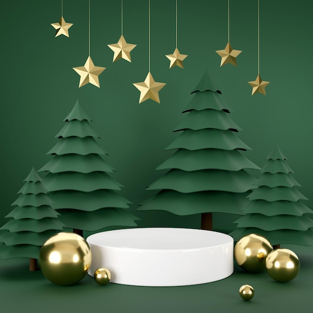 Rendering 3D albero di Natale su sfondo verde