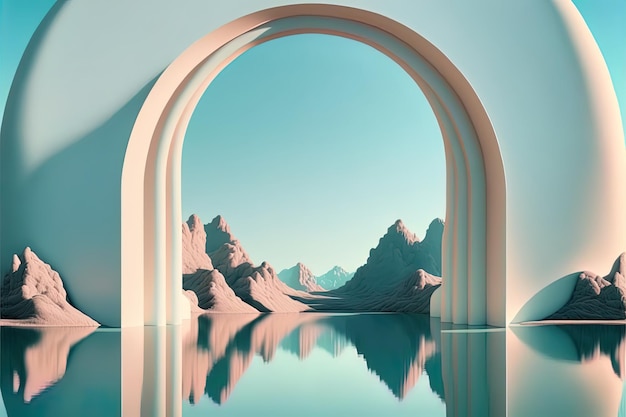 Rendering 3D Arco al neon