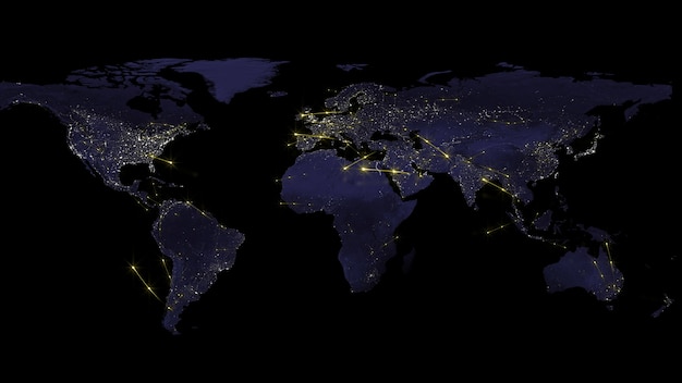 Rendering 3D astratto della rete mondiale Internet e del concetto di connessione globale