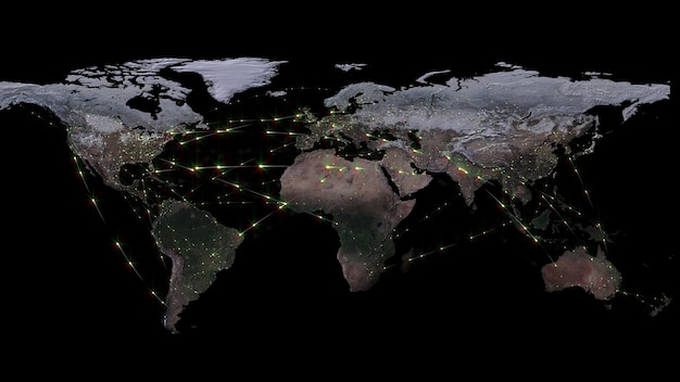 Rendering 3D astratto della rete mondiale Internet e del concetto di connessione globale
