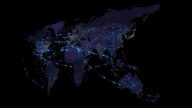 Rendering 3D astratto della rete mondiale Internet e del concetto di connessione globale