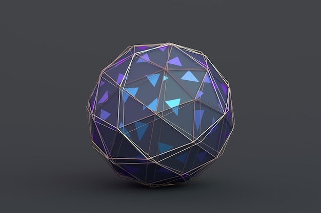 Rendering 3D astratto della sfera poligonale