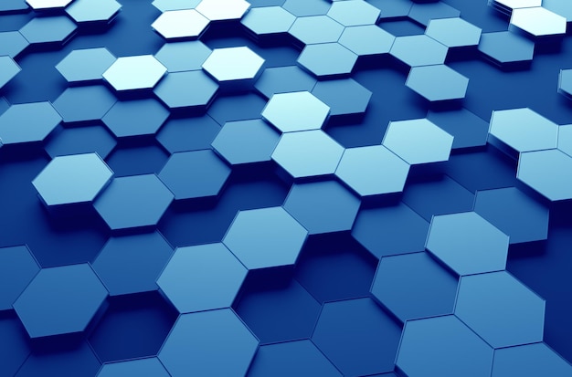 Rendering 3D astratto della superficie con esagoni