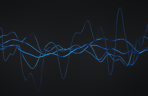 Rendering 3D astratto di linee ondulate lucide