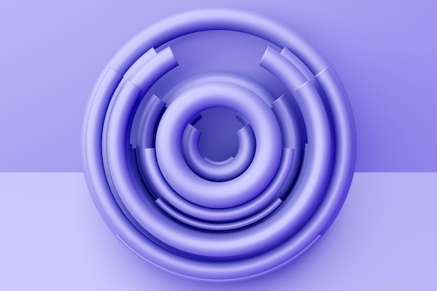 Rendering 3D astratto molto viola rotondo frattale, portale. Spirale rotonda colorata.