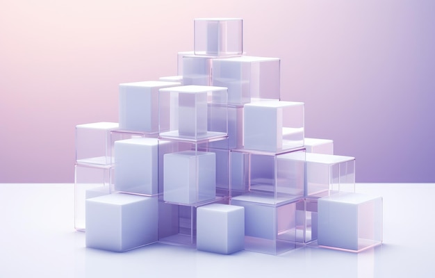 rendering 3d astratto sfondo geometrico cubi trasparenti design minimo moderno