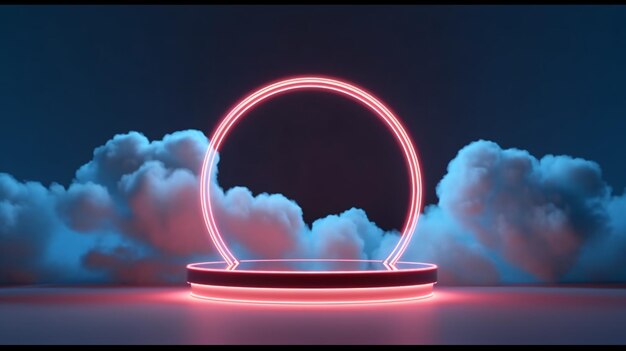 Rendering 3D astratto sfondo minimo colori neon rosa blu