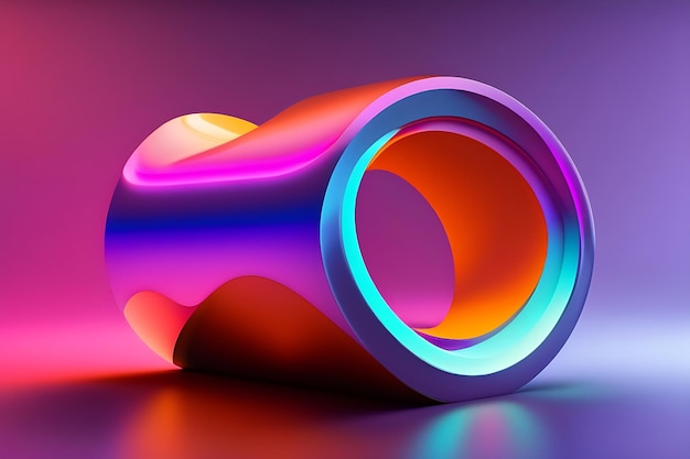 Rendering 3d astratto sfondo neon astratto con fantastici strati di forma sinuosa