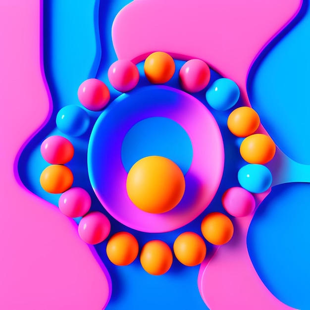Rendering 3D astratto sullo sfondo di neon minimo rosa blu