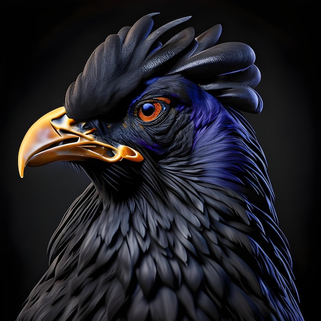 Rendering 3D Ayam Cemani AI generativo