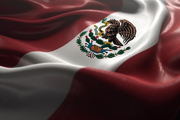 Rendering 3D Bandiera minimalista del Messico sfondo bokeh con simbolo minimalista Gener