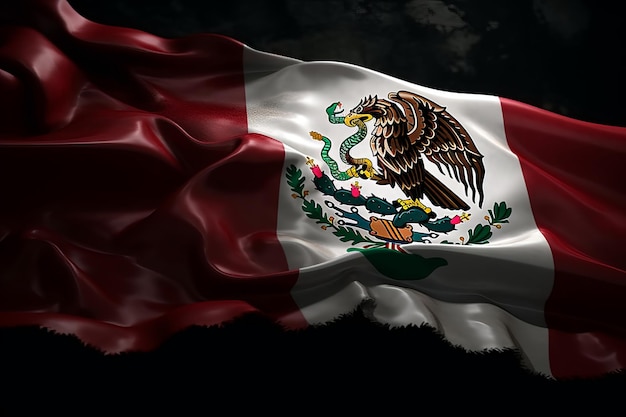 Rendering 3D Bandiera minimalista del Messico sfondo bokeh con simbolo minimalista Gener