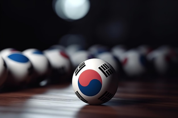 Rendering 3D Bandiera minimalista della Corea del Sud con sfondo bokeh simbolo minimalista IA generativa