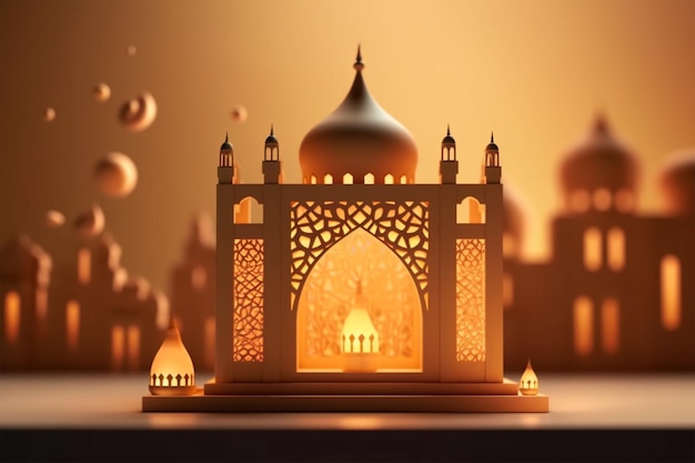 Rendering 3D Bellissimo sfondo islamico con modello di elementi islamici