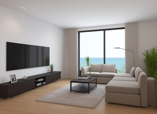 Rendering 3d bellissimo soggiorno interno